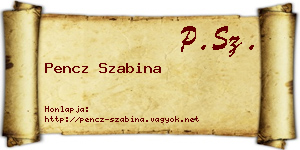 Pencz Szabina névjegykártya